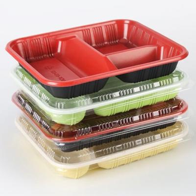 China Factory Price Disposable 3 Compartment 2 Compartment Plastic Take Out Bento Lunch Box Food Container for sale