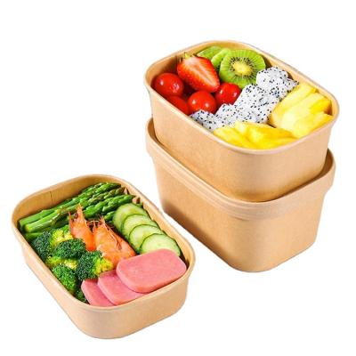 China Walson Biodegradable Deli Food Fruit Rectangular Takes Out Kraft Paper Bowl for sale