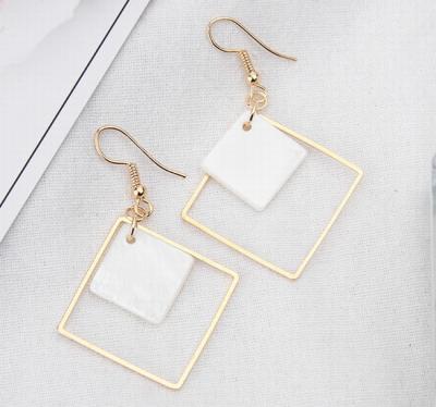 China New Earring Designs Big Square Shape Stainless Steel Suit Shell Drop Earrings for sale