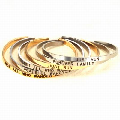 China Custom Stainless Steel Bangle Inspiration Jewelry Engraved Message 4mm Stainless Steel Womens Slap Bracelet for sale