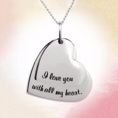 China Necklace I Love You With All My Heart Engraved Hotsale Design Fashion Stainless Steel Mother Daughter Charm for sale