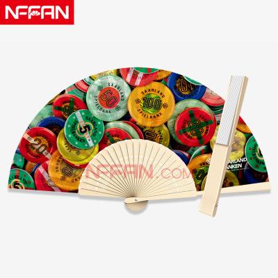 China China Logo Customized Promotional Folding Bamboo Tissue Paper Hand Held Fan As Business Gift for sale