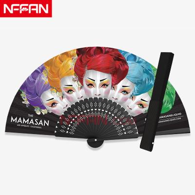 China China Wholesale OEM Unique Chinese Cloth Handheld Bamboo Folding Fan With Your Design for sale