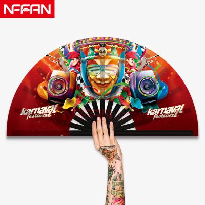 China China NFFAN custom rave sublimation bamboo large folding fabric handheld fan for events and campaigns for sale