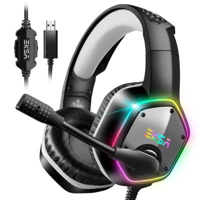 China EKSA E1000 Headband Gamer Headset Over Ear 3.5mm USB Jack Headphones With Rotate Mic RGB LED Ear Gaming Light For PS4 LE PC Xbox for sale