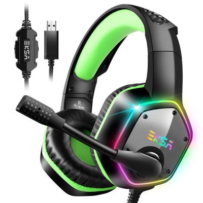 China Cheap EKSA E1000 Headband Gaming Earphones 7.1 Surround Stereo Sound RGB Light Gaming Headset With CE ROHS For Playing Games for sale