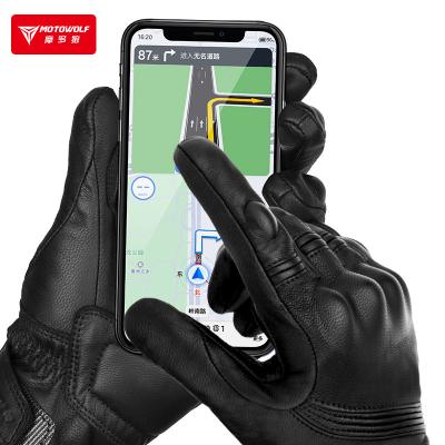 China Waterproof/motorcycle motowolf touchscreen winter riding warm and comfortable touchscreen full-finger sheepskin windproof gloves for sale