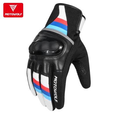 China Waterproof / motowolf comfortable cycling equipment motorcycle touch screen bicycle riding non-slip full finger leather gloves for sale