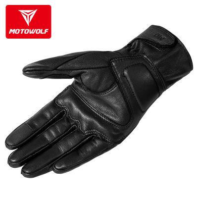 China Waterproof / Breathable Universal Touch Screen MOTOWOLF Four Seasons Leather Waterproof Touch Screen Raised Non-slip Riding Gloves for sale