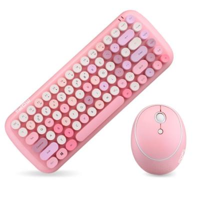 China Custom Portable Wireless Colorful Combo Keys Computer Keyboard Mouse, Mini Compact Retro Typewriter Flexible 84Keys Wireless Design for sale