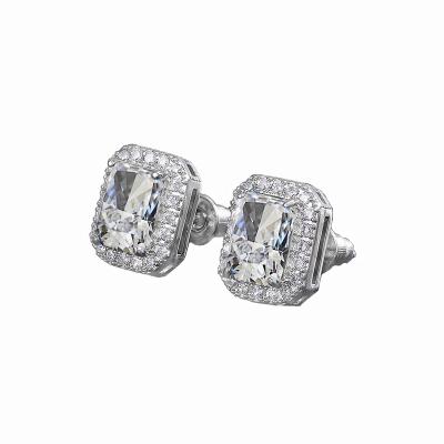 China Fashion TREND Earrings Trend 2021 For Women Geometric Zircon Blue Rhodium Plated Copper Stud Earring for sale