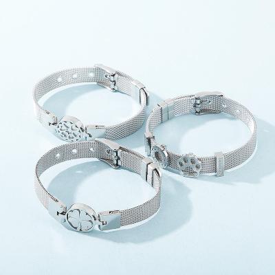 China TRENDY Jewelry Summer Pop It Bangle Charms Stainless Steel White Crystal Bracelet for sale