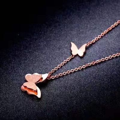 China TRENDY African Necklace Pendant For Women Butterfly Rose Gold Plated Necklace for sale