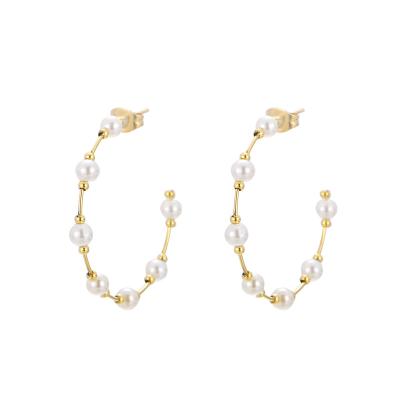 China Hot Sales 21524 TRENDY Earring For Women Gemstone Earring 2021 18k Gold Plated Stainless Steel Hoop Earrings for sale