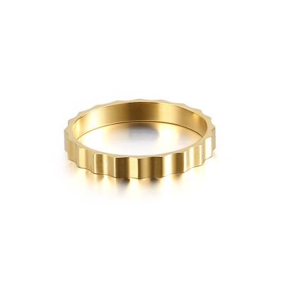 China TRENDY Ring Light Free Rings For Girls CZ 18k Gold Plated Stainless Steel Ring for sale