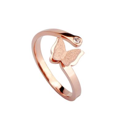 China Championship Ring TRENDY Custom Jewelry Butterfly Rose Gold Plated Rings for sale