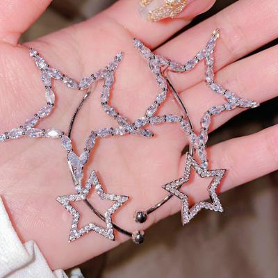 China Trendy Trendy Earings For Women's White Crystal Star Earring Rhodium Plated Glass Earring Anniversary 2021 for sale