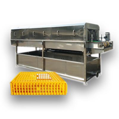 China Continuous Critical Cleaning Chicken Cage Poultry Crates / Residue Free Tunnel Washing Machine for sale