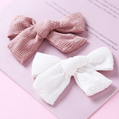 China DIY Style Elastic Custom Korean Hair Clips For Baby Flannel Ribbon Bow Hairpin Cotton Baby Hair Clip Super Soft Canvas Accessory for sale