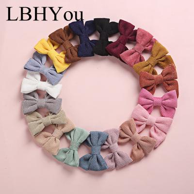 China 2020 new factory elastic school girls swallow tail bows corduroy hair clip 9*6.5cm kids cute hairpins for sale