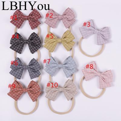 China New Fashion Babies Elastic Cotton Plaid Handtie Nylon Headbands Hangers Elastic Nylon Head Bands In Running Baby Hair Accessories for sale