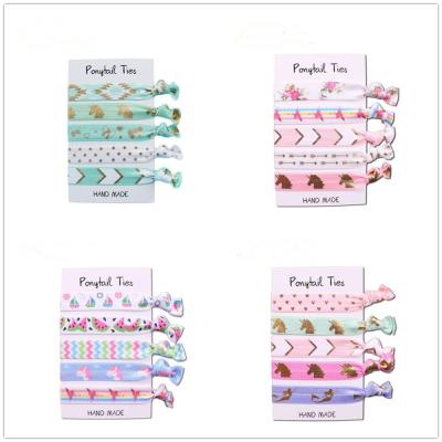 China Newest Fashion School Girls Elastic Hair Accessories Custom Hair Ties Babies Hair Ties Color Pattern Knotted Hair Scrunchies for sale