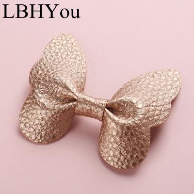 China 2019 newest elastic PU leather butterfly hair clips, babies tie bows hairpins, lovely kids hair barrettes for sale