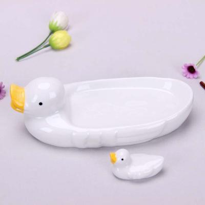 China Lovely Cute Duckling Chopstick Holder Set Dish And Duck Stand Kithchen Tools Creative Small Teaspoon Fork Holder for sale