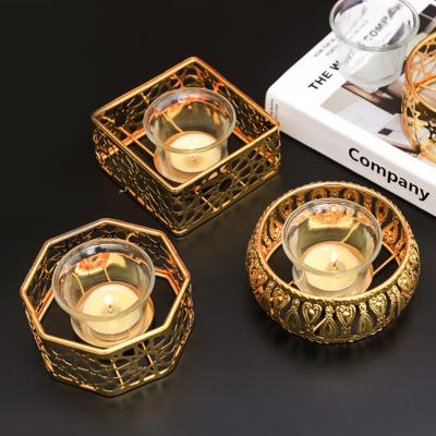 China Decorative China Tea Light Candle Holder Metal Hollow Iron Candle Lanterns Holder for sale