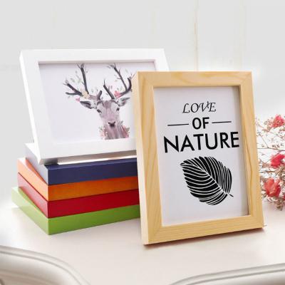 China Colorful Wooden Photo Frames Solid Woody Wall Hanging Decor Display Poster Frame For Home Decoration for sale