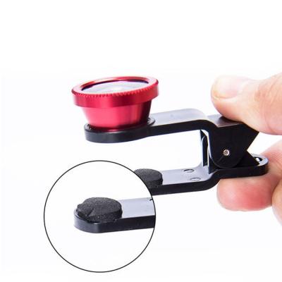 China Multifunctional New Product 3 In 1 Wide Angle Lens Macro Clip Fish Kit Cell Phone Camera Lens for sale