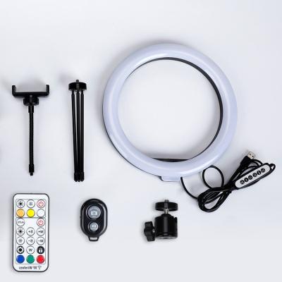 China Dimmable PORTABLE 10 Inch Circular Photography Lighting RGB Ring Light Tripod Bracket With Mobile Phone for sale