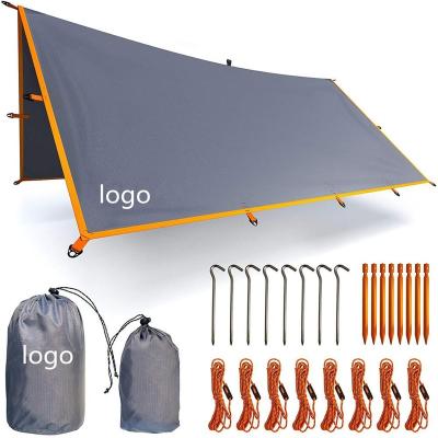 China Lightweight Camping Tent Rain Fly Tarpaulin 210T Ripstop Nylon Outdoor PU 3000 Waterproof Survival Gear Shelter For Camping for sale