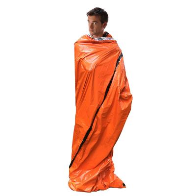 China Outdoor PE Envelope Orange Survival Type Keep Warm Waterproof Adult Travel Sleeping Bag Emergency Camping Ultralight Sleeping Bag for sale