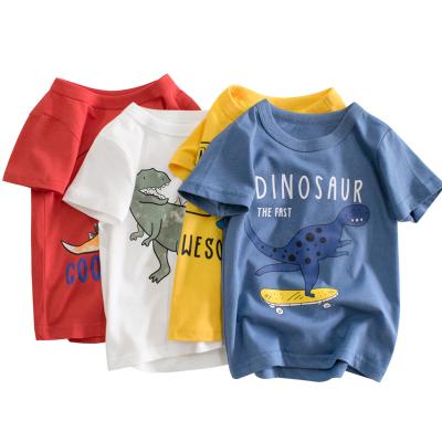 China Fashion Cardboard Anti-Shrink Dinosaur Printing Comfortable Summer Boys T-shirt Children Clothes for sale