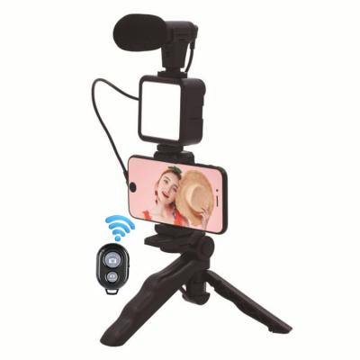 China KIT-01LM Foldable Portable Visual Light Lamp Vlog Kit Tabletop Tripod LED Selfie for Live Broadcast Tik Tok Stand Camera Phone Microphone for sale