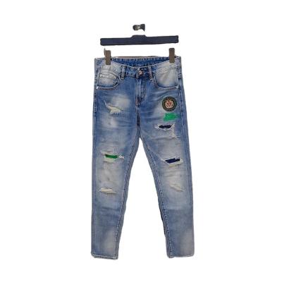 China Custom Patchwork Style Denim Men's Jeans QUICK DRY Jean For Man Distressed Ripped Slim Jeans Tops for sale