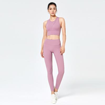 China Breathable wholesale 2 pieces women sexy bra and yoga pants fitness clothing ladies sport set for sale