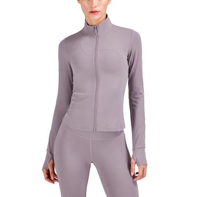 China Breathable Wholesale Fitness Clothing Women Long Sleeve Zipper Jacket Gym Workout Sport Tops for sale