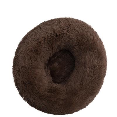 China Sustainable Soft Plush Luxury Pink New Arrival Gray White Round Pet Cushion Cat Dog Bed for sale