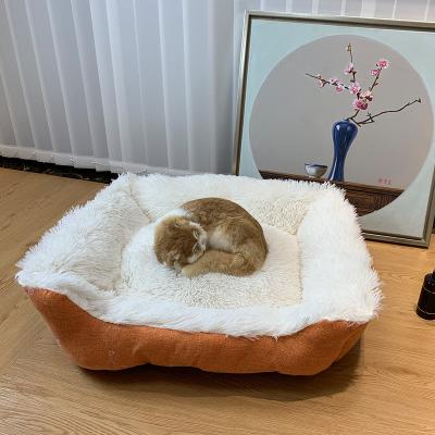 China Wholesale Soft Sustainable Luxury Pet Cushion Plush Manufacturer Cat Dog Bed Round Pet Furniture for sale