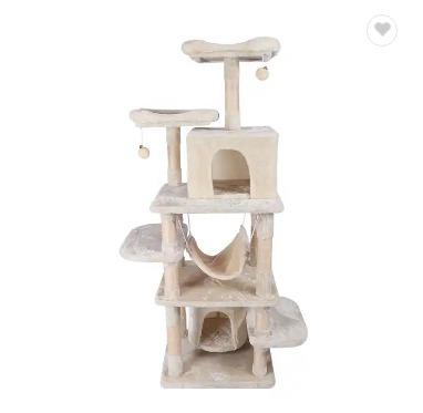 China Cat Tree House Climbing Frame 2023 Stocked Large Cute Luxury Cat Trees and Scratcher Sisal Wooden Pet Cat Tree Tower for sale