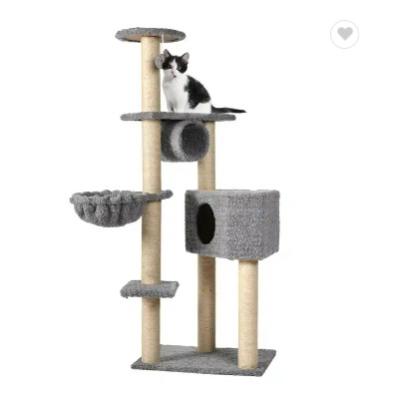 China Wholesale Multi Level Stocked Cat Tree House And Scratch Post With Sisal Rope Cat Tower Column Climbing Tree for sale