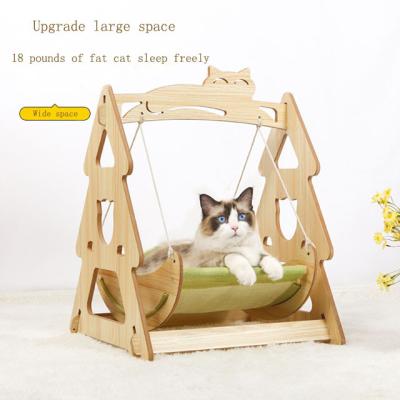 China Double-Layer Wooden Swing Anti-Rollover Shaker Cat Supplies Small Pet Bed Nest Hanging Stocked Hanging Hammock for sale