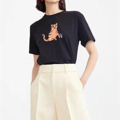 China Best Quality Anti-Wrinkle Spring New Arrival Manufacturer Printed Casual Short Sleeve Cotton T-shirt Women for sale