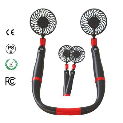 China Handheld Fan+Neck Fan FCC CE ROHS Hanging Neck Fan 2 in 1 Ventilador 4000mAh Battery Huge Capacity Portable Neck Fan for sale