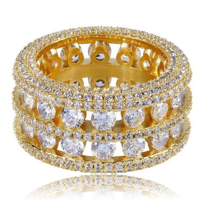 China CLASSIC Hot Selling AAA Zirconia Pave Rings For Women 18k Gold Plated Stainless Steel Jewelry for sale