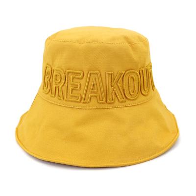 China Character Plain Twill Fabric Bucket Hats For Women Bucket Fisherman Hat Custom With Embroidered Character for sale