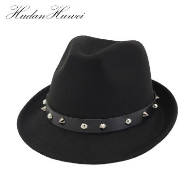 China New Felt Hat Fedora Hat With Leather Plush Wool Decoration for sale