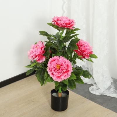 China Realistic Boho Fake Rose Flowers Peony Contemporary Small Artificial China Bonsai Flowers For Large Decoration Outdoor for sale